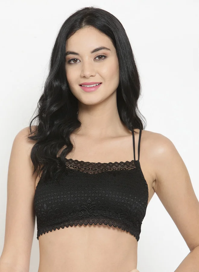 ليس اند مي  Laceandme Black Lace Non-Wired Lightly Padded Bralette Bra 4760
